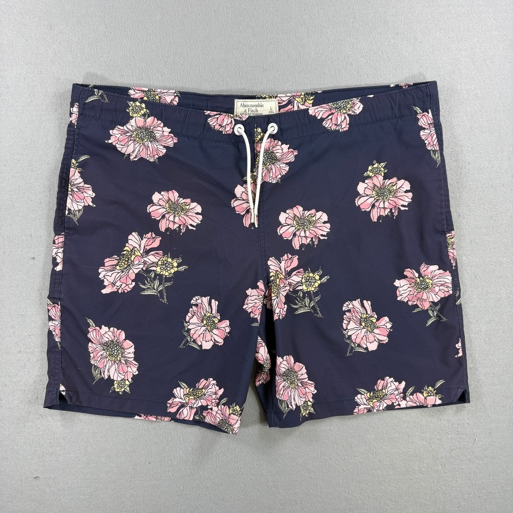 Abercrombie & Fitch Swim Trunk Men Large Navy Floral Board Shorts Beach Surf